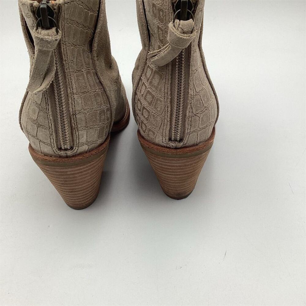 Söfft Tayton II Women's Beige Ankle Booties Size 6.5 Ruched Croc Trim - Picture 6 of 11